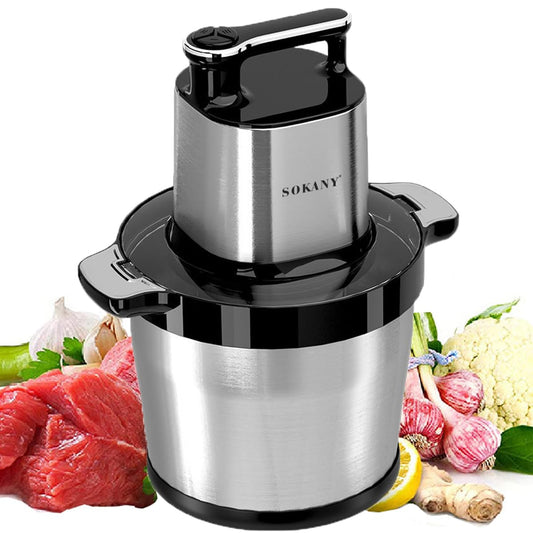 SOKANY SK-7088 – Hachoir Électrique 1500 W – Bol Inox 8 L – 3 Vitesses – 6 Lames – Neuf