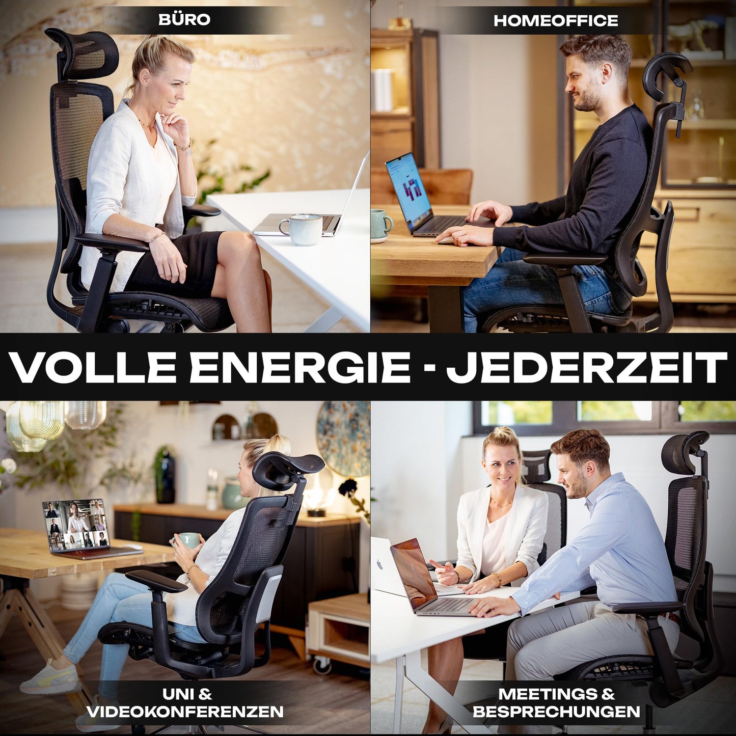VALKENSTOL M6 – Chaise de Bureau Ergonomique en Maille – Grande Taille – Jusqu'à 150 kg
