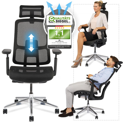 VALKENSTOL M6 – Chaise de Bureau Ergonomique en Maille – Grande Taille – Jusqu'à 150 kg