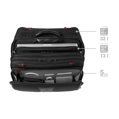 WENGER Patriot 2-en-1 – Trolley Ordinateur Portable 17" avec Sacoche PC 15,6" Amovible – Noir – Neuf
