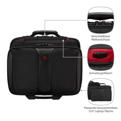 WENGER Patriot 2-en-1 – Trolley Ordinateur Portable 17" avec Sacoche PC 15,6" Amovible – Noir – Neuf