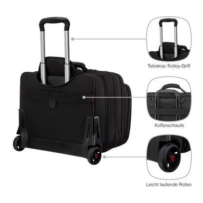 WENGER Patriot 2-en-1 – Trolley Ordinateur Portable 17" avec Sacoche PC 15,6" Amovible – Noir – Neuf