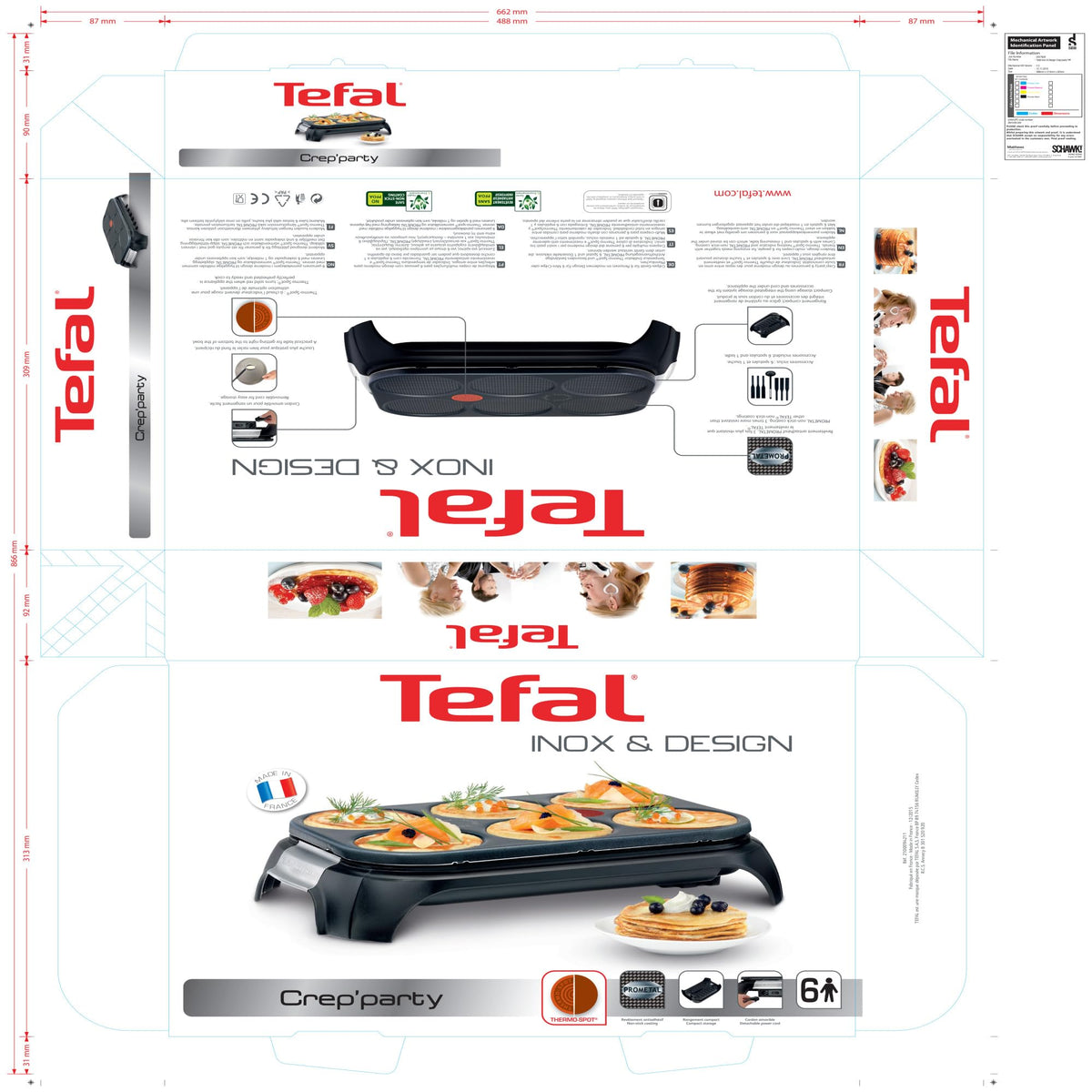 Tefal Crep'Party PY558BF0 – Crêpière Électrique 6 Personnes – Crêpes & Pancakes – Neuve