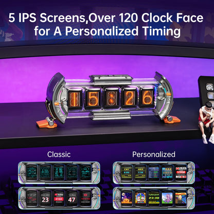Divoom Times Gate – Horloge Connectée WiFi Pixel Art – 5 Écrans IPS RGB – Silver – Neuve