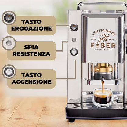 Faber Pro Total Inox Basic – Machine à Café à Dosettes ESE 44 mm – 15 Bars – 500 W – Inox – Neuve