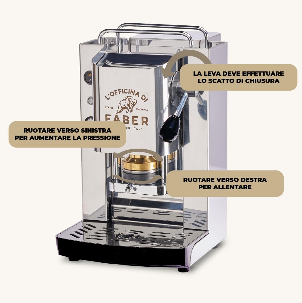 Faber Pro Total Inox Basic – Machine à Café à Dosettes ESE 44 mm – 15 Bars – 500 W – Inox – Neuve