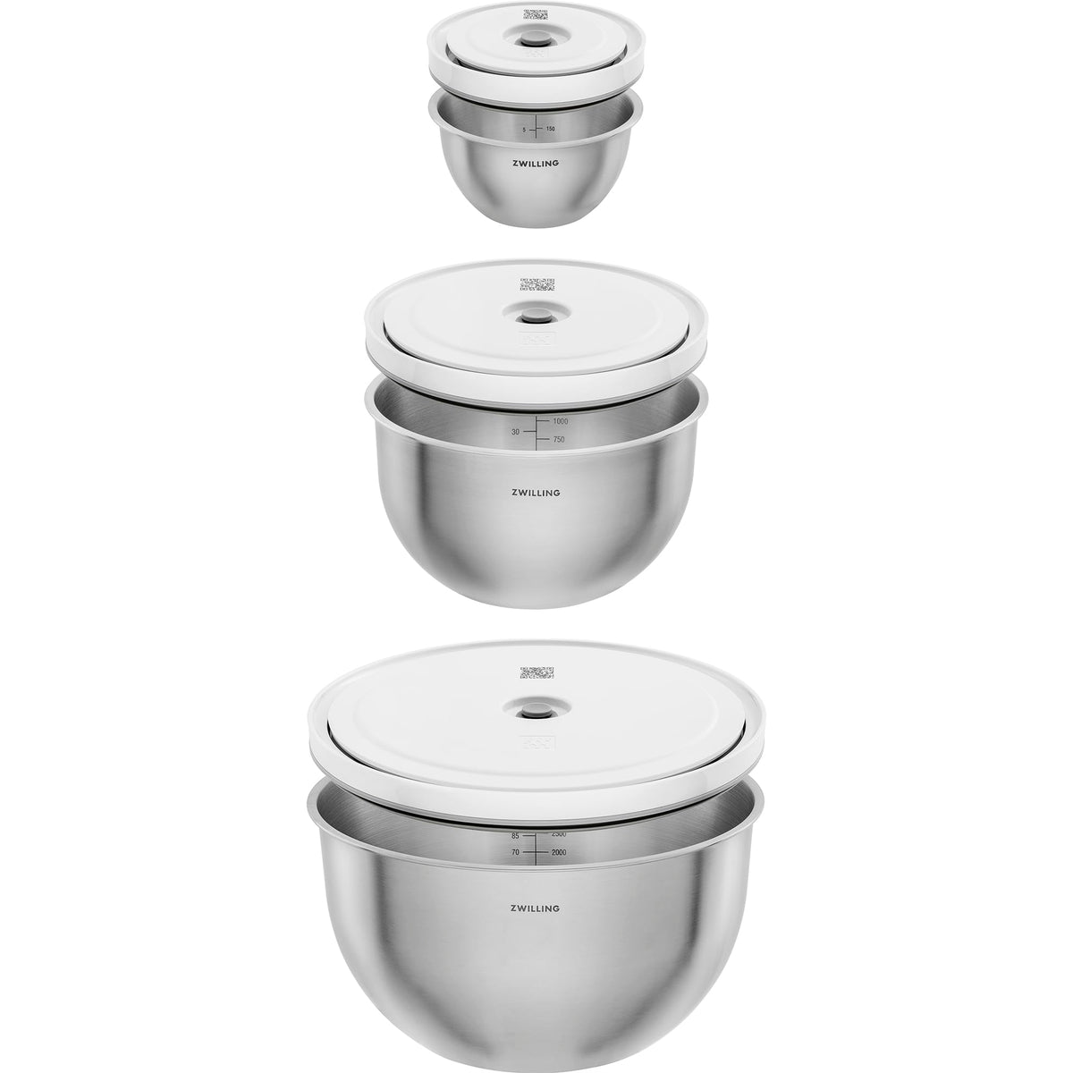 ZWILLING Fresh & Save BOWLS – Set 3 Bols Sous Vide Inox S/M/L avec Couvercles – Neuf