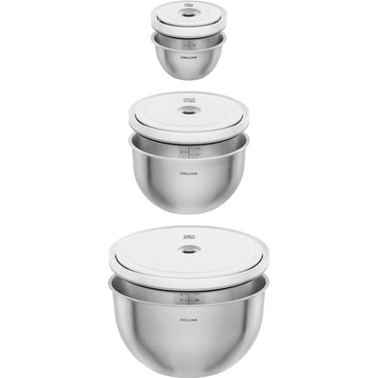 ZWILLING Fresh & Save BOWLS – Set 3 Bols Sous Vide Inox S/M/L avec Couvercles – Neuf