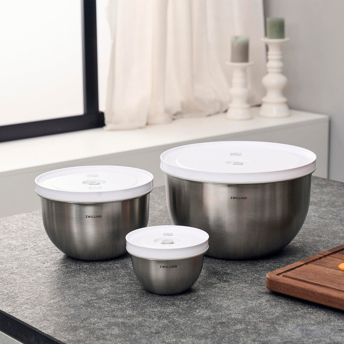 ZWILLING Fresh & Save BOWLS – Set 3 Bols Sous Vide Inox S/M/L avec Couvercles – Neuf